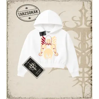 Attack On Titan Anime Baskılı Kadın Crop Kapşonlu Sweatshirt
