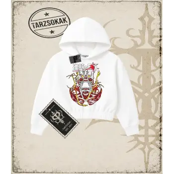 Attack On Titan Anime Baskılı Kadın Crop Kapşonlu Sweatshirt