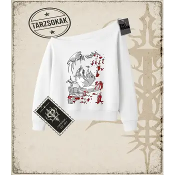 Attack On Titan Anime Baskılı Kadın Kayık Yaka Sweatshirt