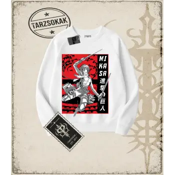 Attack On Titan Anime Baskılı Oversize Unisex Bisiklet Yaka Sweatshirt