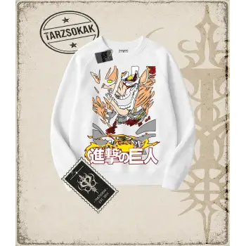 Attack On Titan Anime Baskılı Oversize Unisex Bisiklet Yaka Sweatshirt