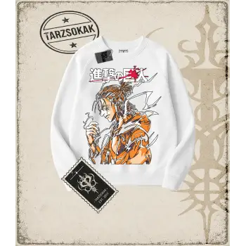 Attack On Titan Anime Baskılı Oversize Unisex Bisiklet Yaka Sweatshirt