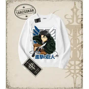 Attack On Titan Anime Baskılı Oversize Unisex Bisiklet Yaka Sweatshirt