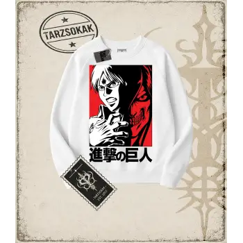 Attack On Titan Anime Baskılı Oversize Unisex Bisiklet Yaka Sweatshirt