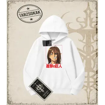 Attack On Titan Anime Baskılı Oversize Unisex Kapşonlu Sweatshirt