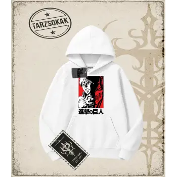 Attack On Titan Anime Baskılı Oversize Unisex Kapşonlu Sweatshirt