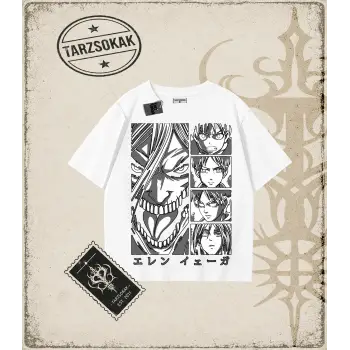 Attack On Titan Anime Baskılı Oversize Unisex Tişört