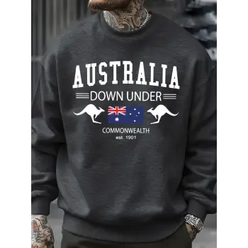 Avustralya Down Under Baskılar Kazaklar Erkekler Sonbahar Tişörtü Moda Rahat Sokak Şıklığı Hi
