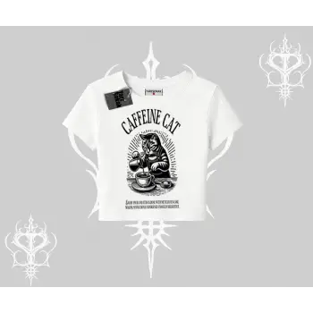 Babby Tee Tshirt Caffeine Cat Kahve Temalı Kedi Baskılı