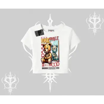 Babby Tee Tshirt Fake Smile Mood Ayıcık Grafik Baskılı