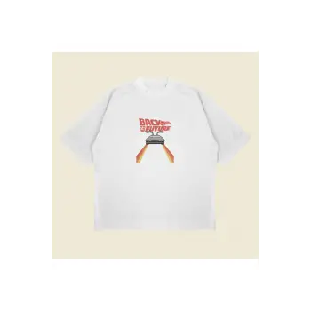 Back To The Future Baskılı Oversize Unisex Pamuklu Nefes Alan Kalın Kumaşlı