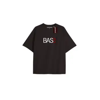 BASS Unisex Oversize Yazılı Tshirt SİYAH