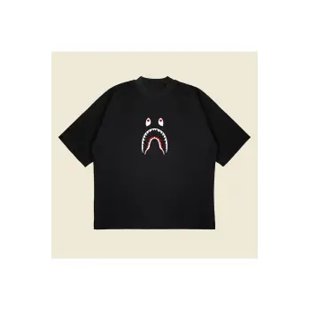 Bathing Ape Shark Baskılı Oversize Unisex Pamuklu Nefes Alan Kalın Kumaşlı