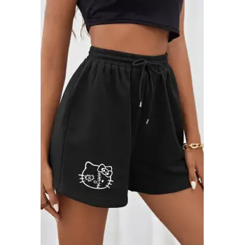Bay Hello Kitty Baskılı Siyah Kadın Regular fit