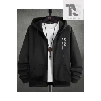 Believe Yourself Sweatshirt Fermuarlı Hırka Siyah