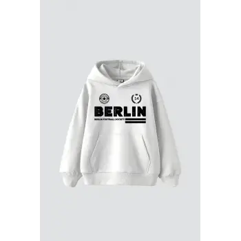 Berlin Baskılı Oversize Unisex Premium Beyaz