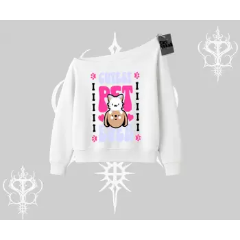 Best Pet Ever Baskılı Kayık Yaka Sweatshirt