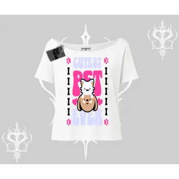 Best Pet Ever Baskılı Kayık Yaka Tshirt