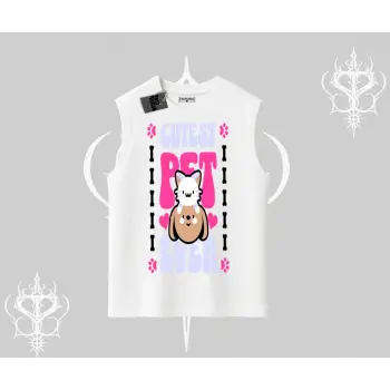 Best Pet Ever Baskılı Kolsuz Tshirt