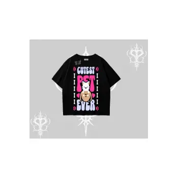 Best Pet Ever Baskılı Oversize Tshirt