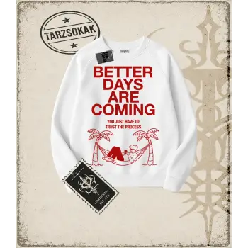 BETTER DAYS Oversize Unisex Bisiklet Yaka Sweatshirt