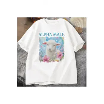 Beyaz Alfa T Meme Aptal Garip Keçi Grafik TeeBa