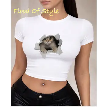 Beyaz Babby Tee kedi Özel tasarım