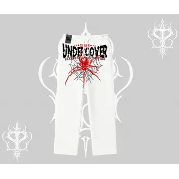Beyaz Baggy Eşofman Altı Spider Undercover