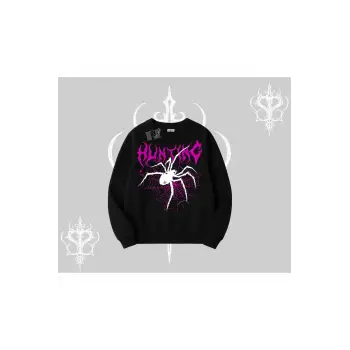 Beyaz Biskilet Yaka Sweatshirt Autumn Spider