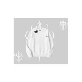Beyaz Biskilet Yaka Sweatshirt Özel logolu