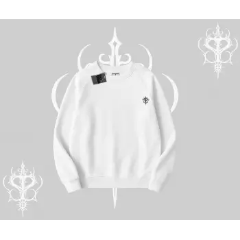 Beyaz Biskilet Yaka Sweatshirt Özel logolu