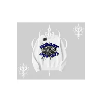 Beyaz Biskilet Yaka Sweatshirt Sp55der