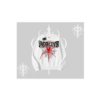 Beyaz Biskilet Yaka Sweatshirt Spider Undercover
