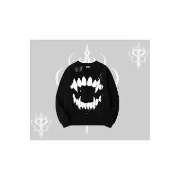 Beyaz Biskilet Yaka Sweatshirt Vampir Dış