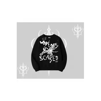 Beyaz Biskilet Yaka Sweatshirt Why are u Scared