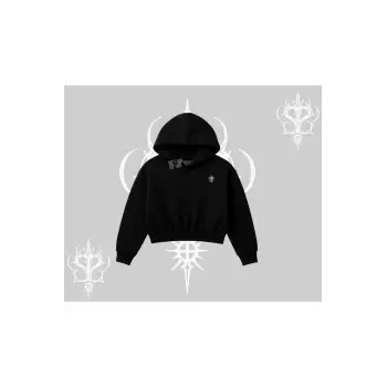 Beyaz Crop Kapşonlu Sweatshirt Özel logolu