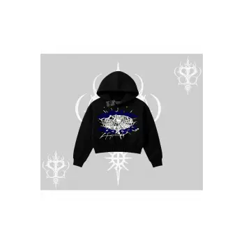 Beyaz Crop Kapşonlu Sweatshirt Sp55der