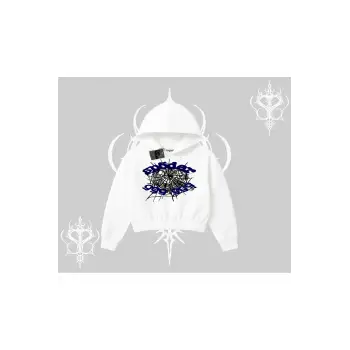 Beyaz Crop Kapşonlu Sweatshirt Sp55der
