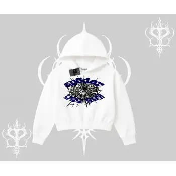 Beyaz Crop Kapşonlu Sweatshirt Sp55der
