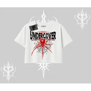 Beyaz Crop Tişört Spider Undercover