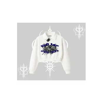 Beyaz Crop Yarım Fermuarlı Sweatshirt Sp55der