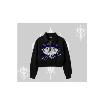 Beyaz Crop Yarım Fermuarlı Sweatshirt Sp55der
