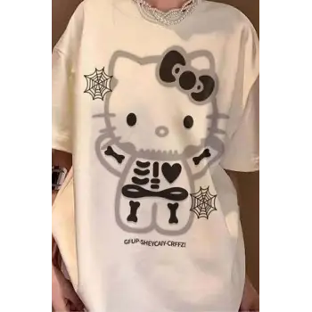 Beyaz Hello Kitty Spooky Skeleton Unisex