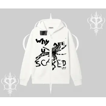 Beyaz Hırka Sweatshirt Why are u Scared