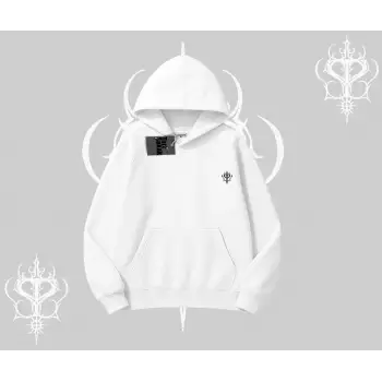 Beyaz Kapşonlu Sweatshirt Özel logolu