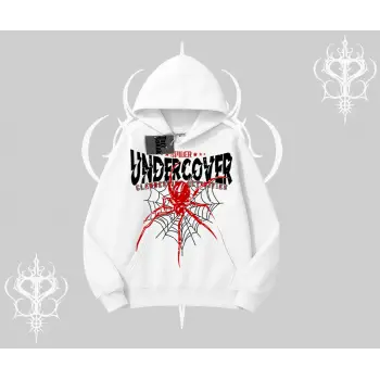Beyaz Kapşonlu Sweatshirt Spider Undercover