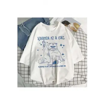 Beyaz Karma İs A Cat Unisex