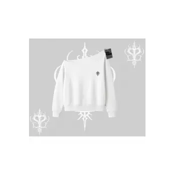 Beyaz Kayık Yaka Sweatshirt Özel logolu