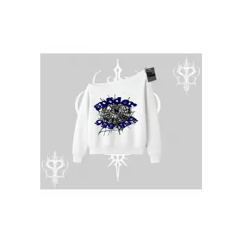 Beyaz Kayık Yaka Sweatshirt Sp55der