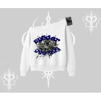 Beyaz Kayık Yaka Sweatshirt Sp55der